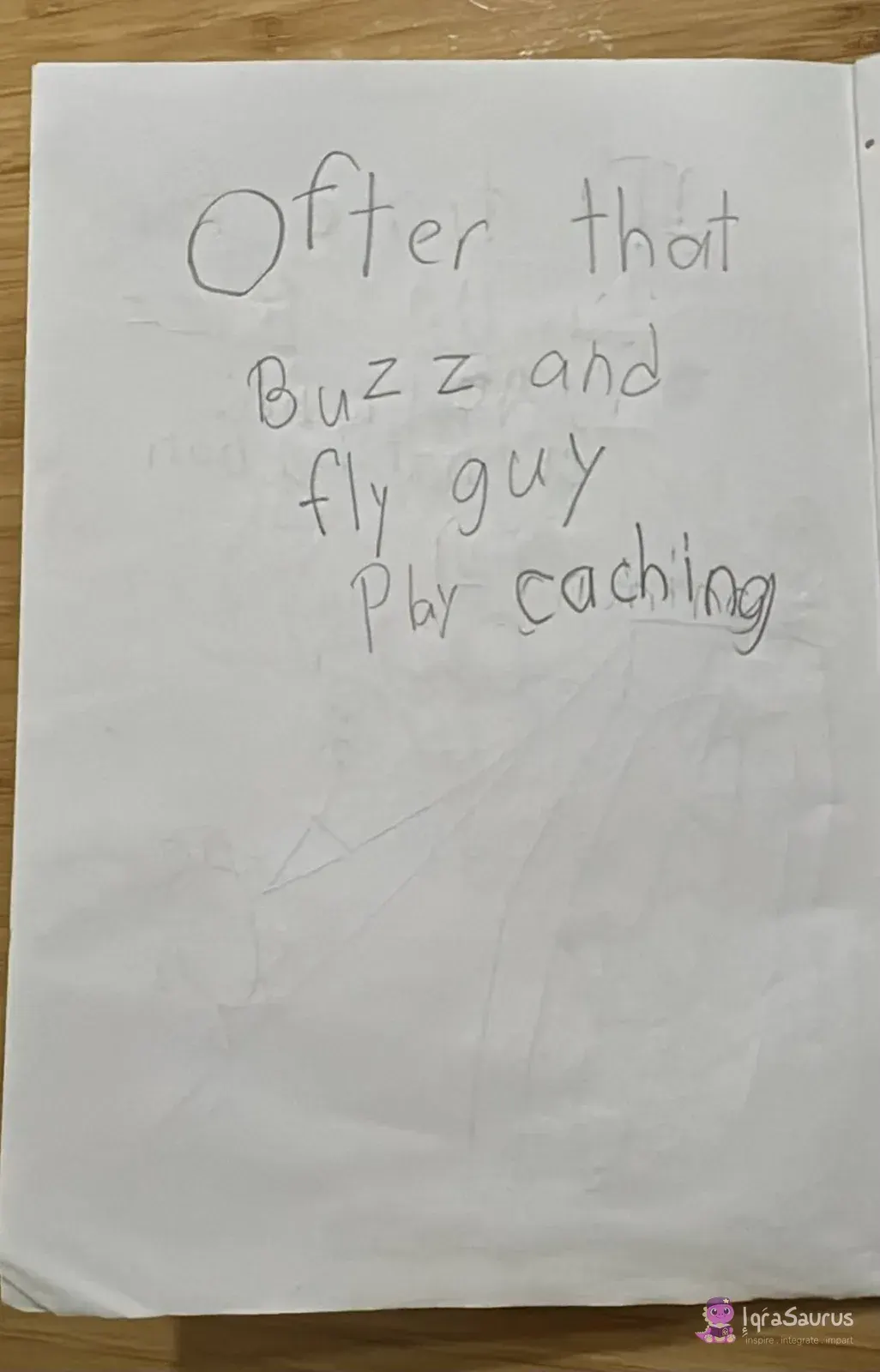 A page of large pencil handwriting.