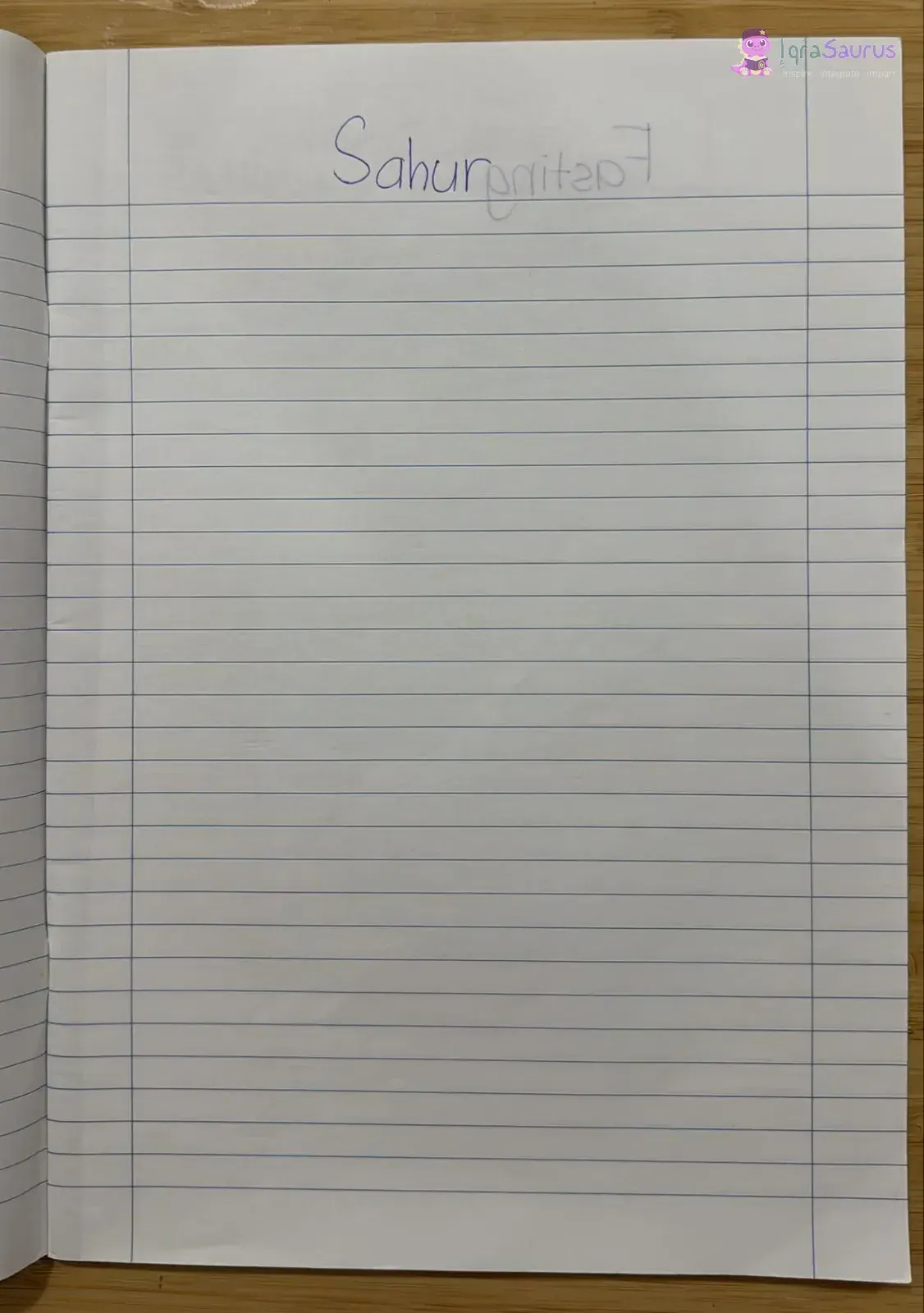 An empty lined page with only its heading written at the top.