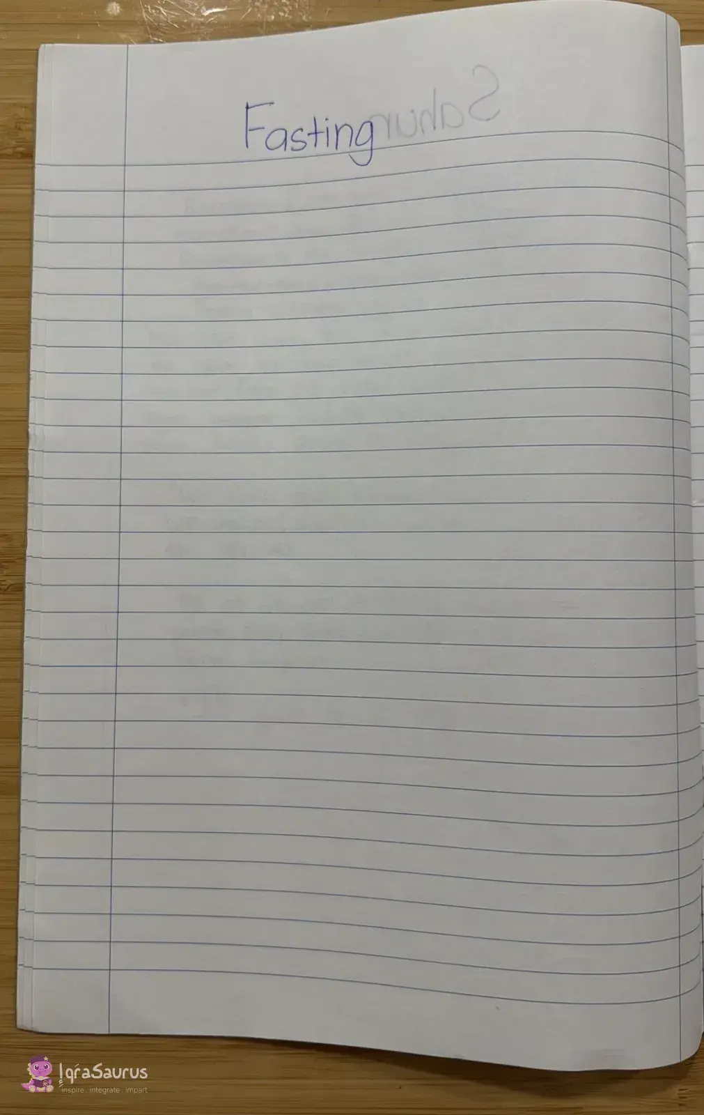 An empty lined page with only its heading written at the top.