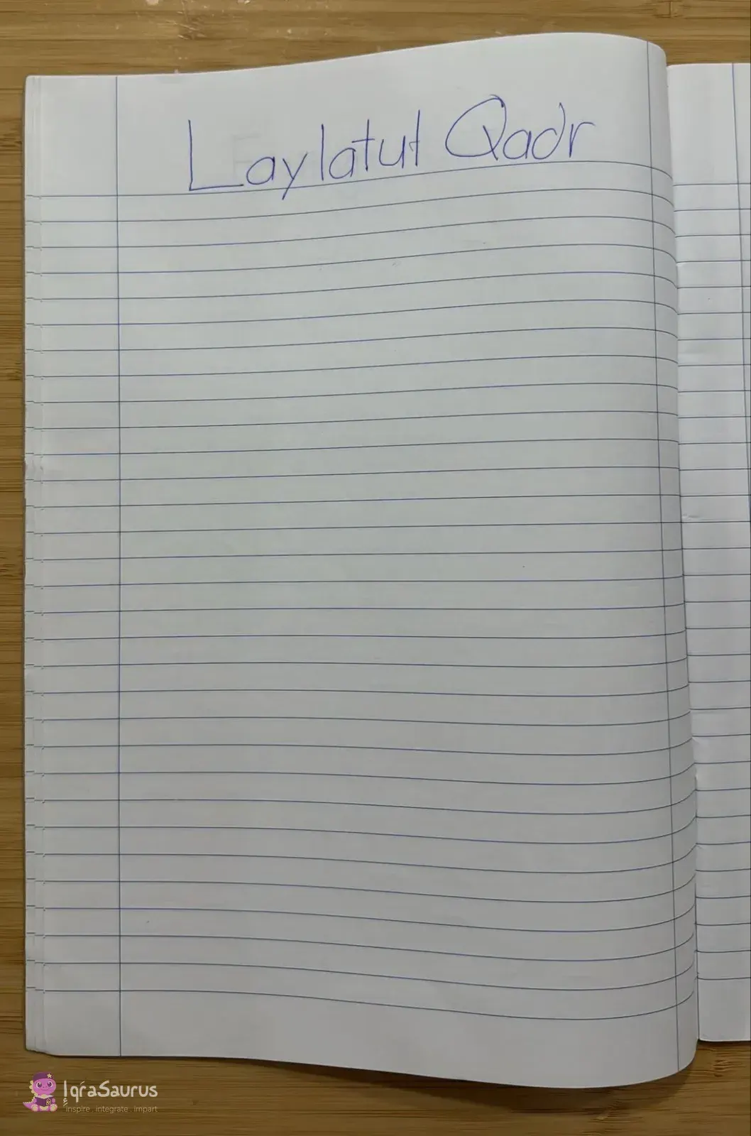 An empty lined page with only its heading written at the top.